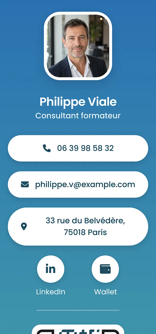 Carte de visite numérique de Philippe Viale, consultant formateur